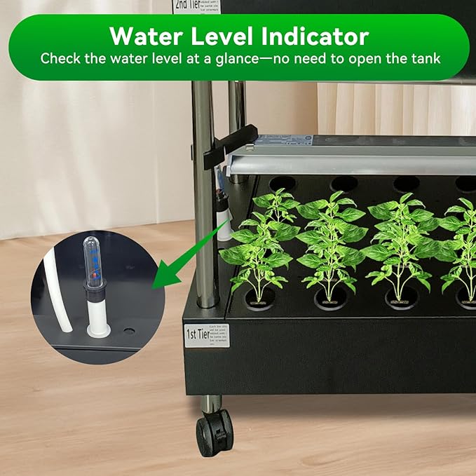 3-Tier Hydroponics Growing System Kit, 60-Pod Indoor Garden with Adjustable Full-Spectrum LED Grow Light, Auto Water Circulation Smart Growing System for Herbs, Vegetables & Climbing Plants