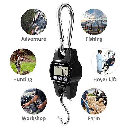 GRAM PRES Digital Hanging Crane Scale 660LB/300KG， Deer Hunting Scales, Farm,Fishing, Fish, Meat，Game,Luggage Scale with Hold/Tare