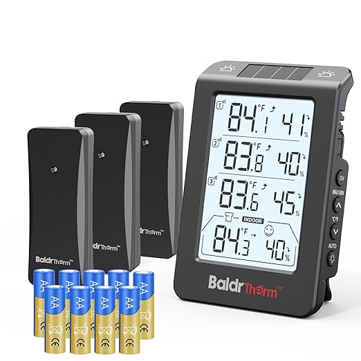Wireless Freezer Monitor with 3 Sensors, 328ft Long Range Digital Refrigerator Thermometer with Min/Max Temp and Smart Adjustable Backlight, for Home, Garage & Breast Milk, Black