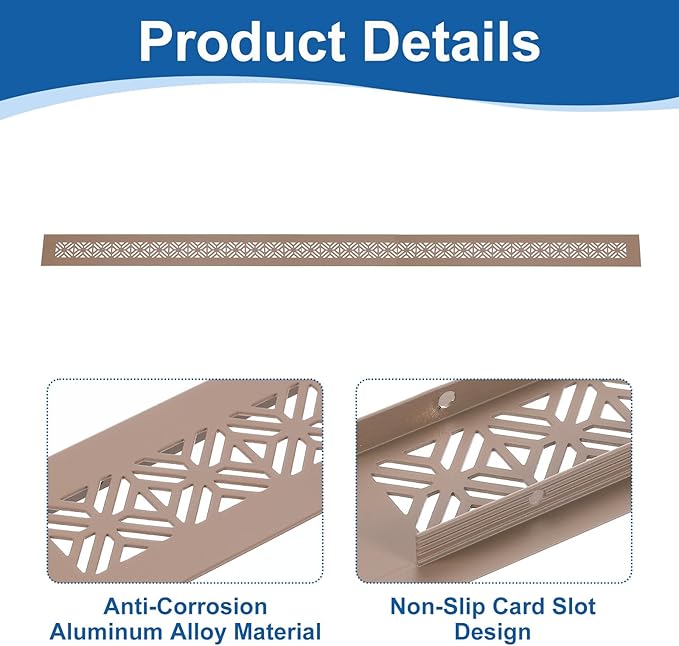 uxcell 2Pcs Aluminum Alloy Air Vents, 800 x 50mm / 31.5 x 2" Rectangle Louvered Ventilation Grille Cover with Mounting Screws for Door Cabinet Wardrobe, Brown