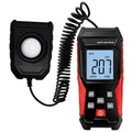 Light Meter Lux Meter Handheld Photometer 0.1~200,000Lux / 0.01~20,000FC Range Digital Illuminance Lightmeter Luxmeter with 4 Digit LCD Display & Flexible Sensor for Plants, Headlights, Lumens LEDs