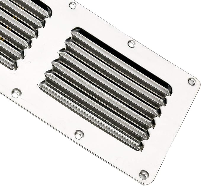 Amarine Made Stainless Steel Stamped Louvered Vent - Rectangular Marine Vents 4-1/2" X 9" - 07723S
