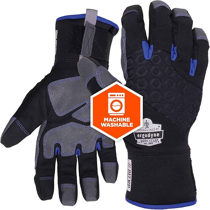 Ergodyne ProFlex 817WP Waterproof Work Gloves, Thermal Insulated, Touchscreen, Reinforced Palms,Black,XX-Large