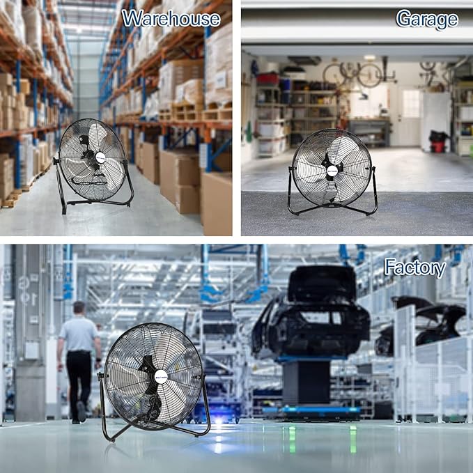 BILT HARD 4600 CFM 20" High Velocity Floor Fan, 3-Speed Heavy Duty Metal Fan with Wall-Mounting System, Industrial Shop Fan for Commercial, Garage, and Greenhouse, 2 Pack