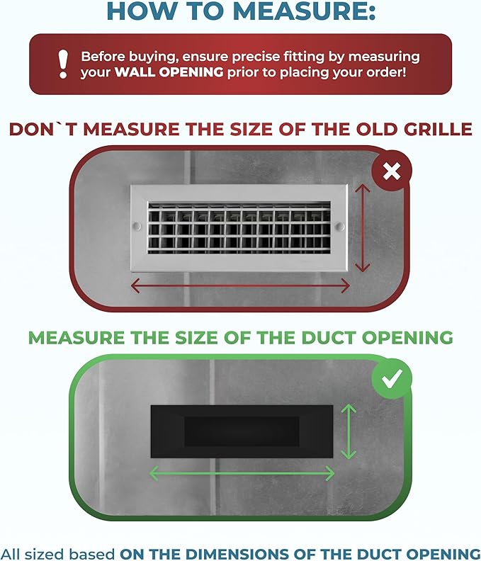 Aluminum 12 x 8 in (Duct Opening) 1-Way Air Duct Register Vent Cover for Ceiling and Wall - Modern HVAC Louver Vent Cover Adjustable – Durable Rustproof Wall Grille – Overall Size 13-5/8 x 9-5/8 Inch