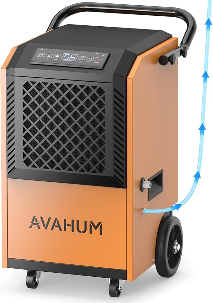 160 Pint Commercial Dehumidifier with Built-in Pump, Industrial Dehumidifier for Basement & Warehouse, 7500 Sq.Ft Large Dehumidifier with Drain Hose, Auto Defrost, 24H Timer, Auto Restart