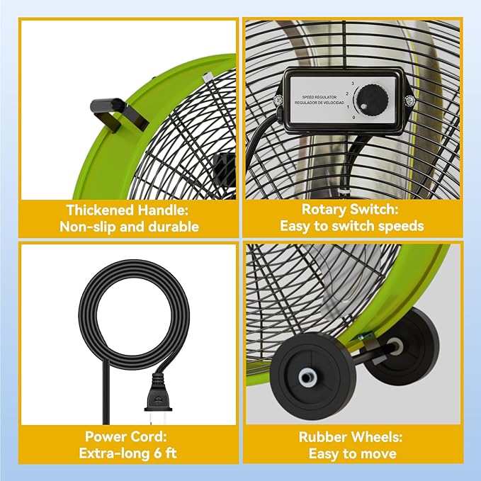 30 Inch Industrial Drum Fan 14000 CFM Ultra High Velocity Floor Fan for Large Warehouse, Shop & Gym - 3-Speed Heavy Duty Metal Cooling Fan with 360° Tilt, Rolling Wheels & UL Safety Listed