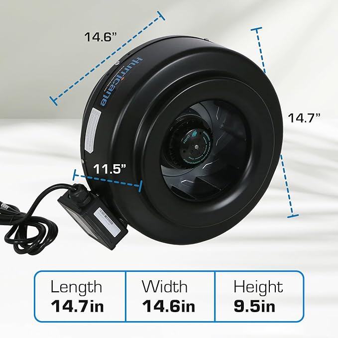 Hurricane Commercial Grade Inline Fan for Phresh & Black Ops Carbon Filters, Ideal-Air Ducting and Clamps and Titan Controls Ventilation Controllers