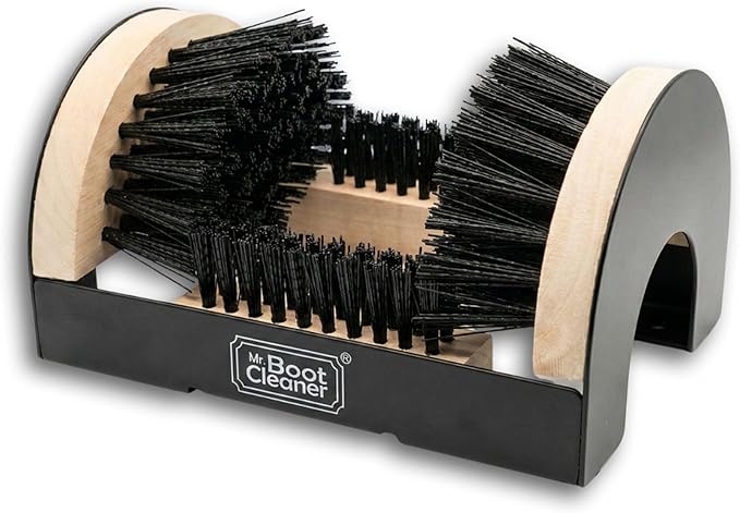 Heavy Duty Boot Brush Cleaner Outdoor Floor Mount or Portable Commercial Boot Scraper/Scrubber with Hardware, Wood