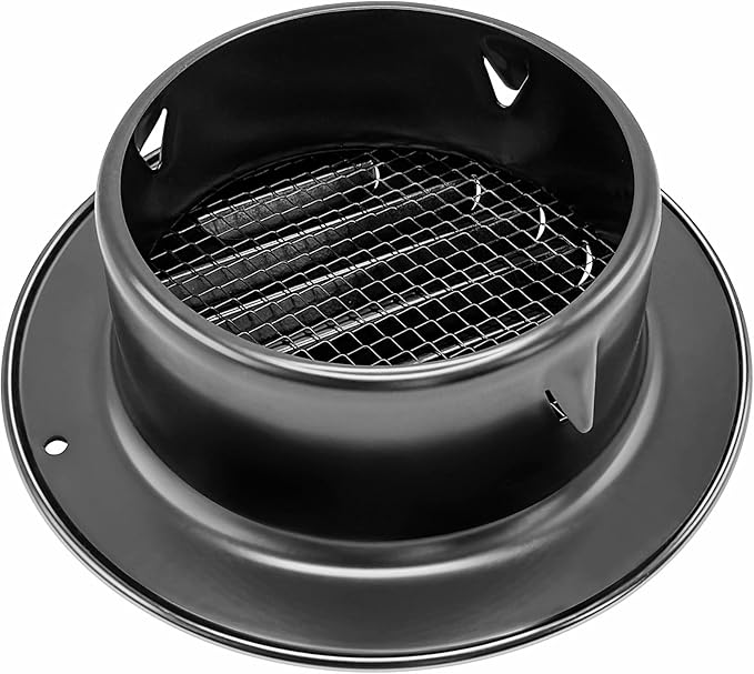 4 inch 4-Pcs Stainless Steel Vent Cover, Black Round Soffit Louver Grille Exhaust Cover, Built-in Mesh Screen, Suitable for Vent Places Such as Kitchen, Bathroom, etc (4 inch Black Cover 4Pcs)