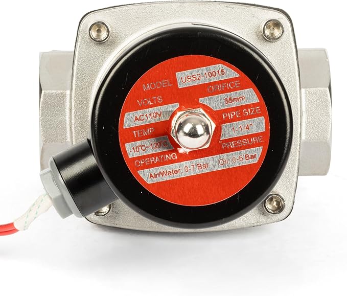 U.S. Solid Smart WiFi Stainless Steel Solenoid Valve, 1-1/4", 110V AC, Normally Closed, App Remote Control for Irrigation & Automation
