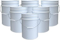 ePackageSupply 5 Gallon Bucket - Food Grade Bucket, Metal Handle Grip, BPA-Free, Heavy-Duty 90 Mil HDPE Plastic Pail, Stackable Utility Container, Made in USA, Lid Not Included, White, 6 Packs