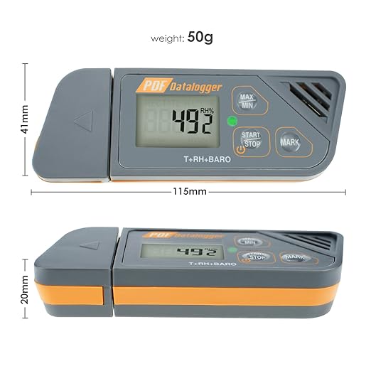 USB Temperature Data Logger Recorder for Temperature Humidity and Atmospheric Pressure, IP65 Waterproof Temperature Logger with PDF and CSV Reports High Accuracy