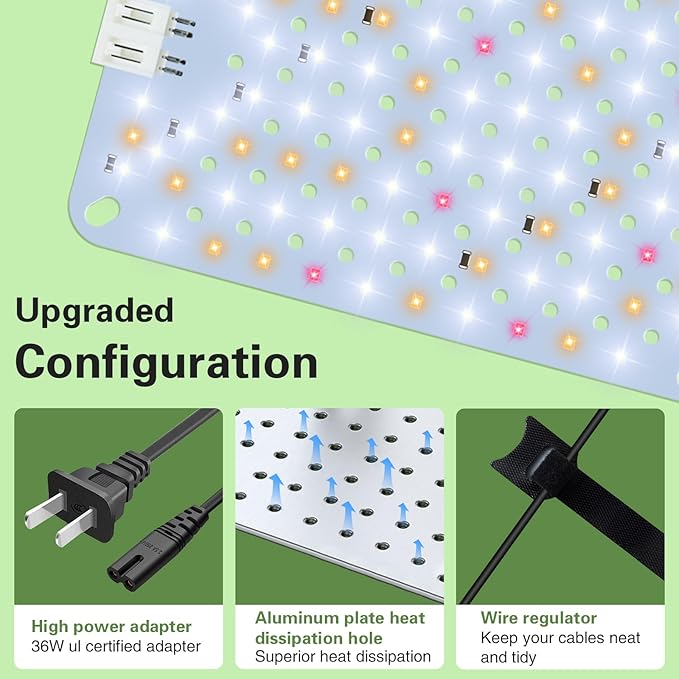 24W Ultra-Thin Panel Full Spectrum Grow Lights, 384 LEDs Plant Grow Light for Indoor Plants with Daisy Chain Function, Grow Lights for Seed Starting with 4/8/12/16/20H Auto On/Off Timer (2pcs)