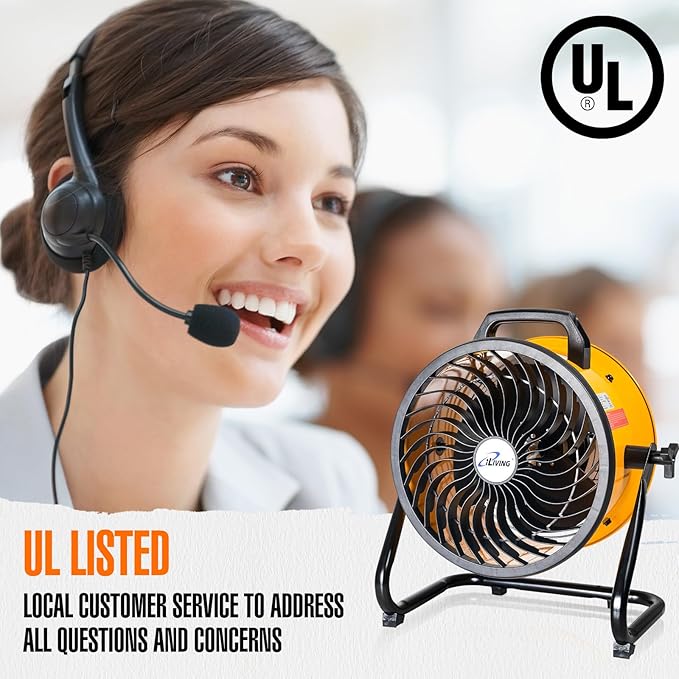 iLiving 12 in. Low Noise Turbo Fan 1139 CFM 3-Speed Portable Air Circulator for Shop, Office, Greenhouse, Home and Warehouse