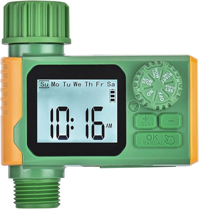 Sprinkler Timer, Hoses Timer for Watering, Water Scheduling Device for Tube Programmable with Auto/Manual/Rain-Delay Watering System, Water Hoses Timers for Yard, Lawn, Pool (Green)