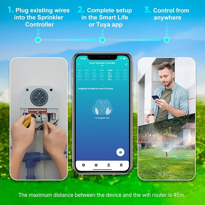 Smart Sprinkler Controller Pro，12-Zone/Station Irrigation System(with Water Pump and Rain Sensor Connection Interface)，GreenVation 2.4G/5GHz WiFi Water Timer for Outdoor Garden/Yard/Lawns (12 Zone)