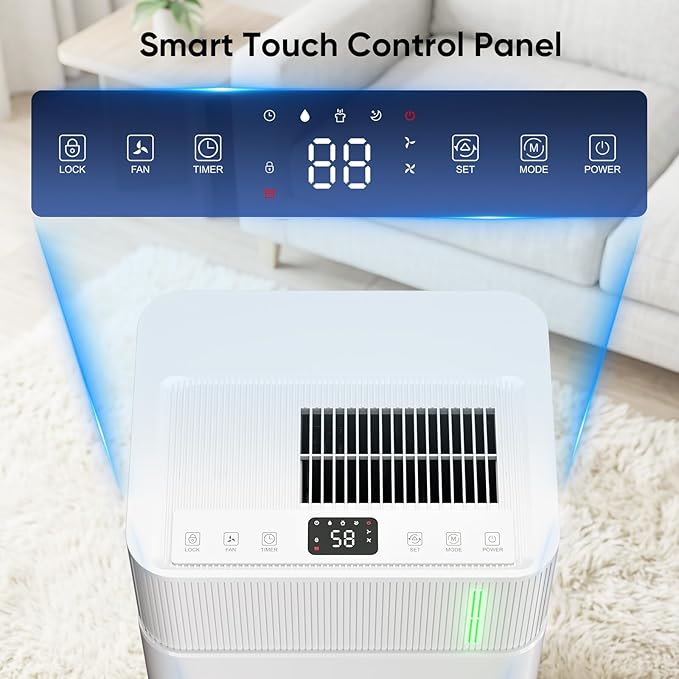 HUMLABS 52 Pints Dehumidifier for Home, 4500 Sq. Ft Dehumidifier for Basement with Drain Hose, 3 Modes, Ultra Quiet, Auto Defrost and 24HR Timer, for Bedroom, Garage, RV and Large Room