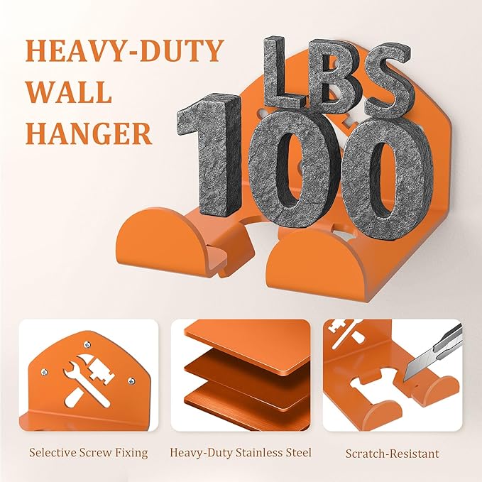 FLEXI RODS Garage Organization Storage Trimmer Rack Garden Power Tool Hanger for Grass Trimmer, Hedge Trimmer, Heavy Duty Weed Wacker Hook Tool Organizer, 2 Pack