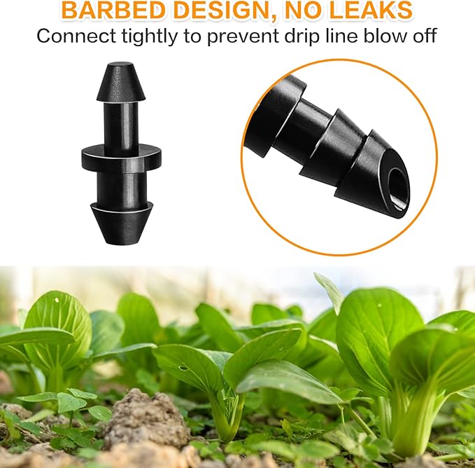 Gardrip Drip Irrigation End Plug: 120 Pack Barbed End Cap Irrigation Parts Fit for 1/4 Inch Drip Tubing Line Closure for Garden Lawn System