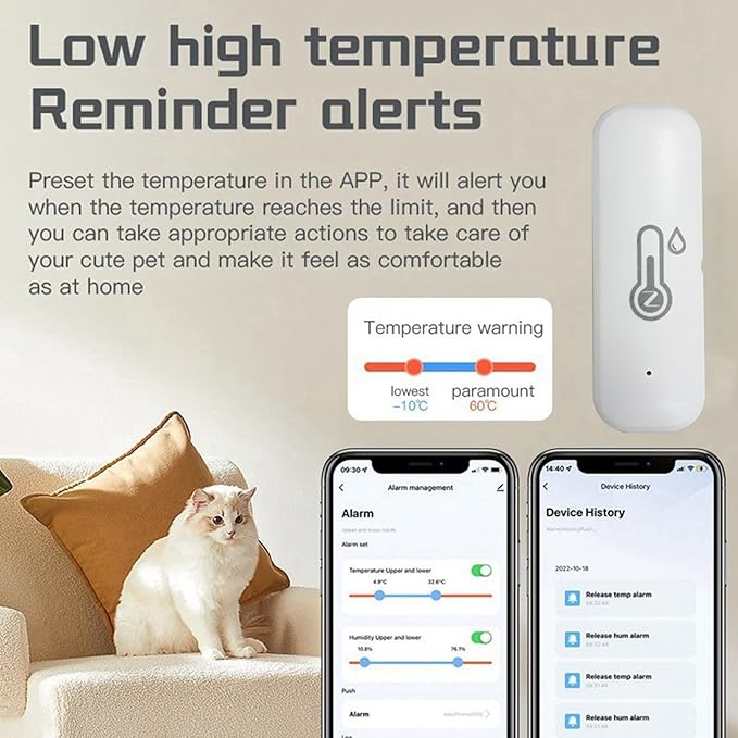 Tuya Zigbee Smart Temperature Humidity Sensor Outdoor IP65 Waterproof APP Controlled Remote Monitoring Alert System Smart Home Compatible