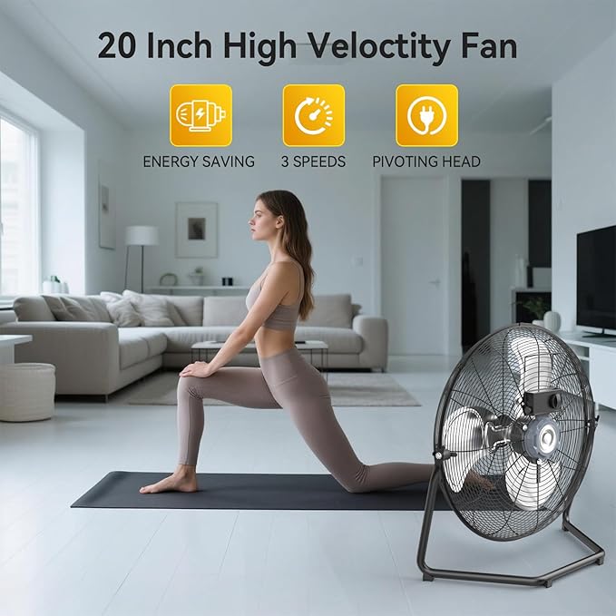 CCGIRU 20 Inch High Velocity Industrial Drum Fan,3-Speed Heavy Duty Fan for Warehouse, Workshops, Garage, Factory and Basement UL Listed, 2 Pcs