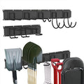 CBWLWJ Garage Tool Organizer Wall Mount, 64 inch Garage Wall Organizer, 660lbs Sturdy Garden Tool Organizer with 8 Adjustable Hooks, for Yard, Shed, Basement, Workshop(Black)