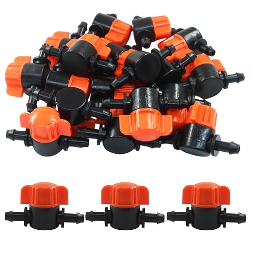 30 Pack 1/4 Inch Drip Irrigation Shut Off Valves - in-Line Barbed Flow Control Valve with Anti-Drop Design for 1/4" Drip Tubing, Garden Irrigation System, Lawn & Greenhouse Watering