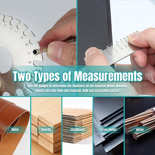 Wire Gauge Measuring Tool & Metal Plate Thickness Gauge Tool with Packet,Standard Stainless Steel Round Dual Sided Metal Sheets Guage,Wire Welding Material Thickness Gauge