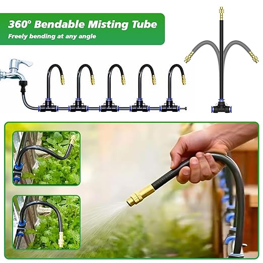 360° Adjustable Drip Irrigation System - Garden Watering System 33FT with 10 Nozzles, Drip Irrigation Kit for Garden, Yard, Lawn, Greenhouse, Plants, 5/16 inch Hose