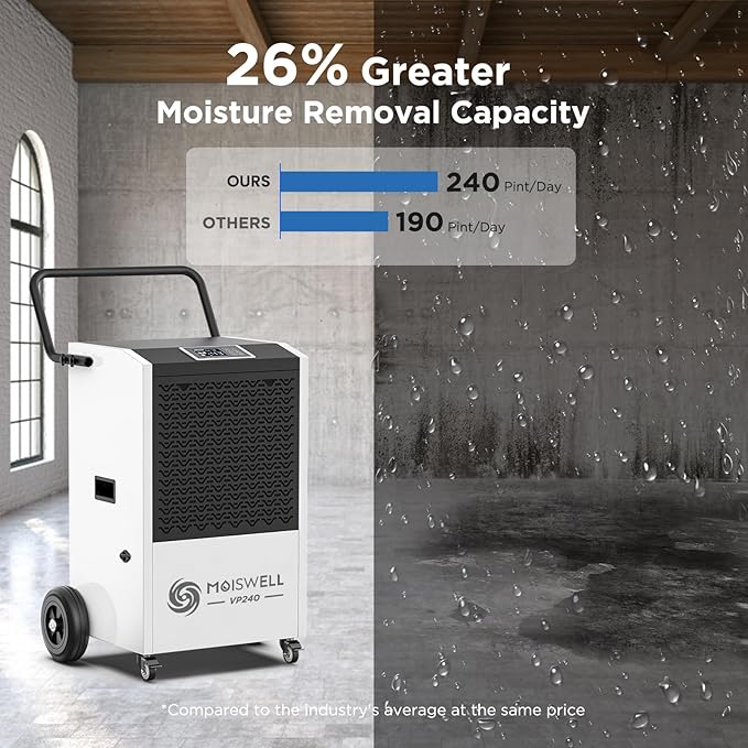 240 Pints Commercial Dehumidifier with Pump and Drain Hose for Basements and Large Spaces up to 8,500 Sq Ft, 5-Year Warranty