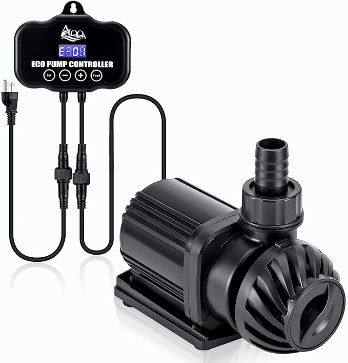 AQQA Controllable Aquarium Water Pump,75W 2400GPH Circulation Make Wave/Feed Mode/20 Options Flow Adjustable, Amphibious Submersible or Land Powerful Return Pump for Saltwater & Freshwater