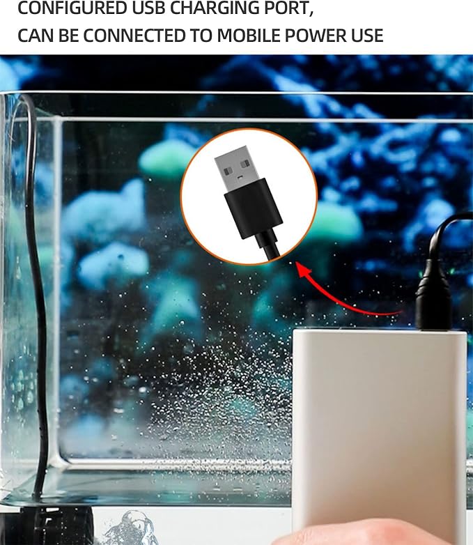 Mini Aquarium Pump Wave maker For Aquarium USB Power Connector 530GPH (2000L/H) Circulation Water Pump 5W DC 5V With Magnetic DC Powerhead For Tanks Up to 14 Inches And 5 10 20 Gallons Fish Tank