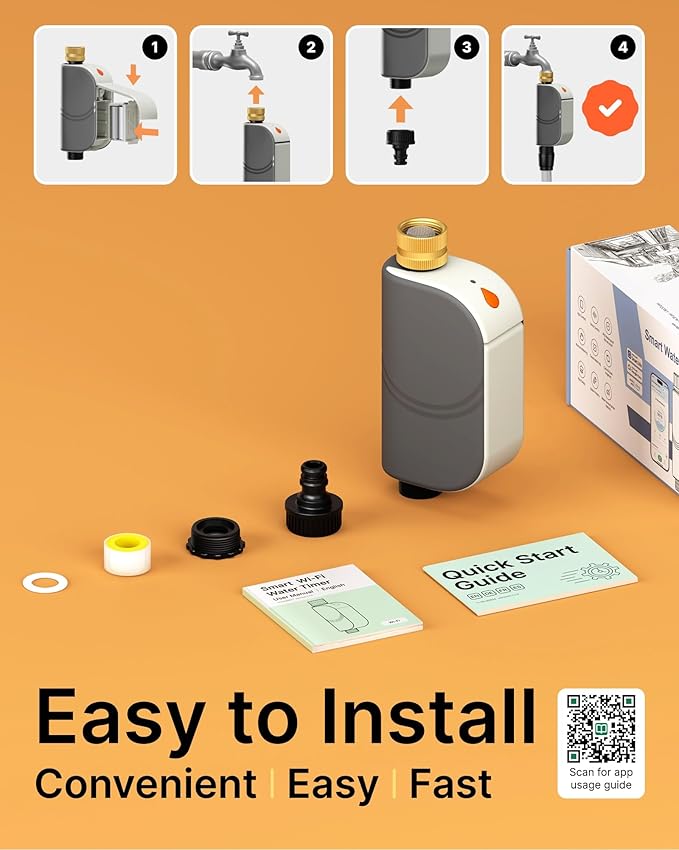 Smart Bluetooth Water Timer for Garden Hose, Heavy-Duty Brass Inlet Water Hose Timer Outdoor, Set & Forget Programmable Irrigation Controller with App, One-Button Manual Watering, IP65 Waterproof