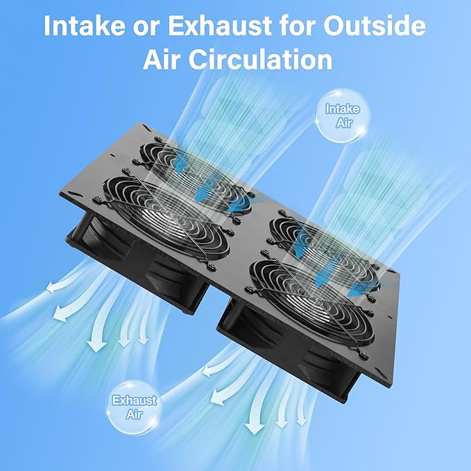 Fanspex Solar 4 Fan Kit, Waterproofed Solar Powered Fans for Outdoor Chicken Coop, Greenhouse & Shed Intake or Exhaust Air