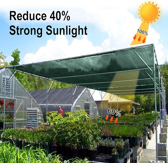 LOVE STORY 8x12FT 40% Dark Green Shade Cloth Sun Shade Net UV Resistant Mesh Tarp Plant Cover Sunblock Net for Garden,Greenhouse,Vegetables,Flowers