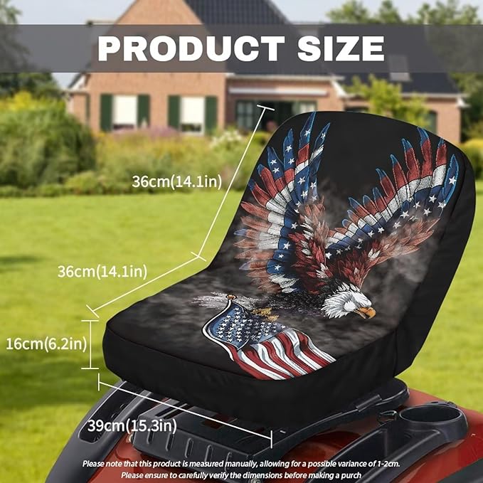 Eagle and Flag Riding Lawn Mower Seat Cover for Tractor Accessories, Lawnmower Parts Compatible with Cub Cadet, Lawn Tractor Seat Cover,Mower Seat Cushion