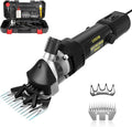 PAT JUUMG Sheep Shears,1000W Professional Heavy Duty Electric Animal Grooming Clippers for Livestock, Horses, Goats, Cattle, with 6-Speed Settings and 2 Detachable Blades for Thick Goats (Black)