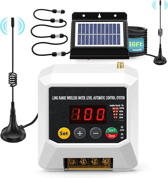 Smart Wireless Water Level Controller, 9842ft Long Range & Auto Pump Control System with LCD, IP68, 5-Sensor, for Well Tank Pool Irrigation