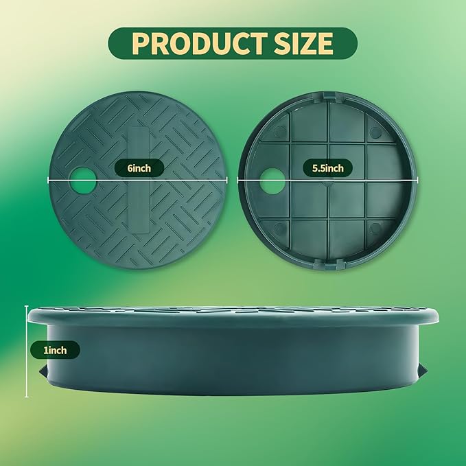 Sprinkler Valve Cover，ID 5.5" OD 6" Sprinkler Irrigation Valve Box,Valve Box Cover Lid for Outdoor Sprinkler Irrigation Control Water System Lawn,Ideal for Irrigation Systems & Landscaping