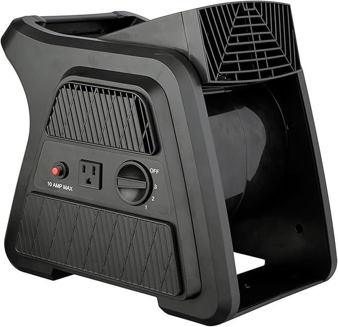 Pivoting 600 CFM High Velocity Floor Blower for Drying, Cooling, Ventilating, Exhausting, 300° Blowing Angle, 10AMP Outlet, Portable Carpet Dryer Fan for Home, Office, or Commercial Use