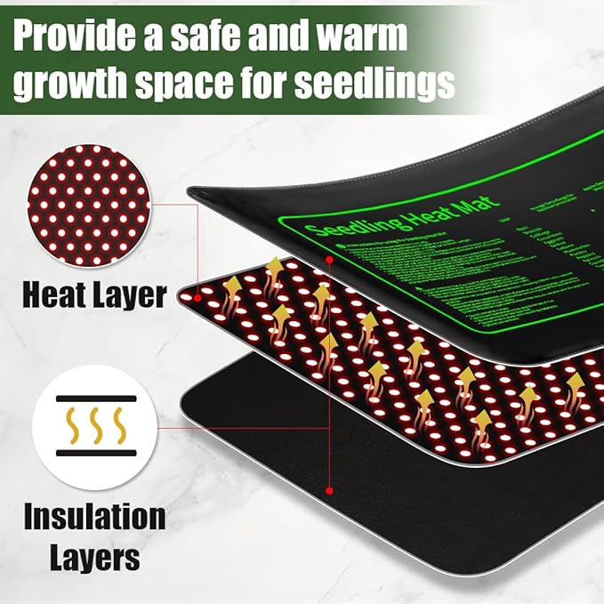 RooTrimmer Seed Starter Kit - 10 Pack 1020 Seed Trays with 2 Seedling Heat Mats for Plants (10"x20.5"), Complete Seed Germination Kit for Indoor Gardening, Greenhouse Accessories Gardening Gifts
