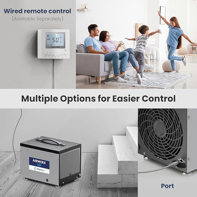 BaseAire Crawlspace Dehumidifier with Pump, Compact Dehumidifiers for Commercial, Basement and Water Damage with Drain Hose, 70 PPD, Auto Defrost, GLGR Technology, Up to 1000 Sq Ft