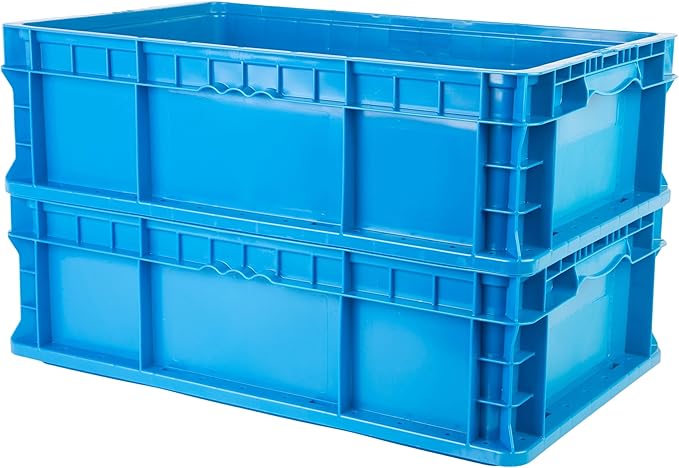 Hudson Exchange 24 x 15 x 7.5" (36 Pack) Straight Wall Handled Storage Container Tote, Blue