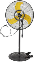 HiCFM 30 inch Misting Outdoor Oscillating Pedestal Fan, IP44 Enclosure 1/3 HP Industial Motor, 9 FT Cord & GFCI Plug, High Velocity Weatherproof Shop Fan with Mist, UL Approved