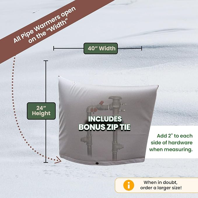 The Original Winter Pipe Insulation Cover (0˚F) - Extra-Thick EVA+NBR (UV-Coated) Insulated Backflow Preventer Freeze Protection, Pump Cover, Sprinkler/Well/Valve Head Cover - (40" W X 24" H)