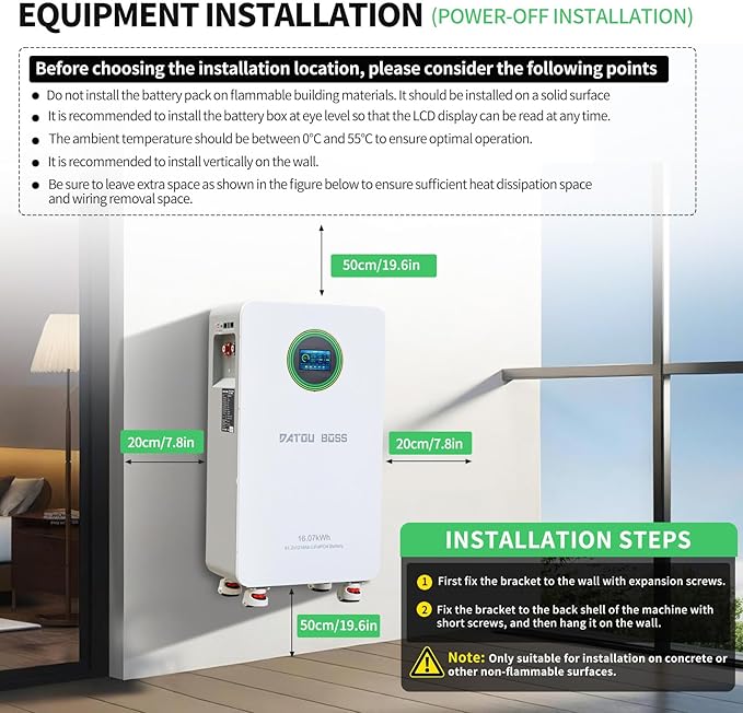 48V 314Ah LiFePO4 Battery, Powerwall Lithium Battery, 16.07kWh Deep Cycle Energy Storage with 210A Breaker, CAN & RS485, Floor/Wall Mount for Home Backup, Solar, RV, Off-Grid (48V 314A-Battery)