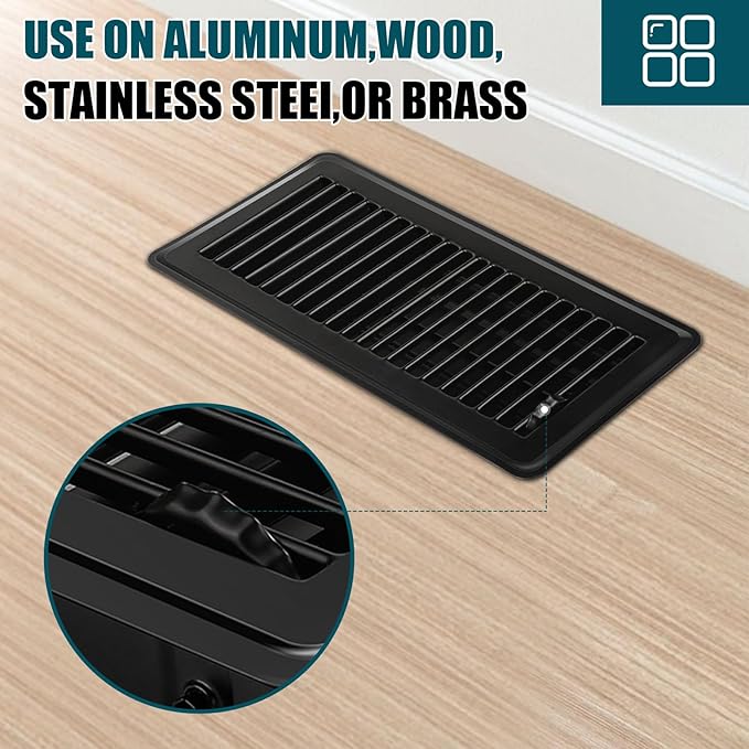 VOISEN Floor Register 4x10, 12 Pack Black Floor Vent Covers, Heavy Duty Steel Walkable Floor Vents,Vent Covers for Home Floor