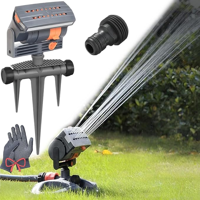 16-Nozzle Oscillating Sprinkler with Dual-Zone Sprinkler Water Timer, Sprinklers for Yard, Heavy Duty Automatic Lawn Garden Irrigation System (B-no Water time)