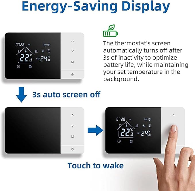 Smart WiFi Thermostat – Heat Cool Temperature Controller | Touchscreen Programmable Room Control | App & Voice Control Compatible | for House RV Hotel Living Room Bedroom Bathroom Indoor Climate